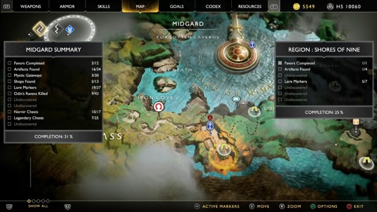 Todos os mapas do tesouro e locais de saque em God of War (2018)